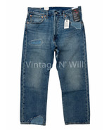 Levis Premium Red Tab Mens 34 551Z Repaired Patched Straight Cropped Den... - $96.73 CAD
