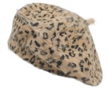 Womens Warm French Beret Hat Leopard Print Beret Cap (Dense Camel) - $31.99