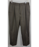 Brooks Brothers Mens Brown Wool Gabardine Dress Pants Trousers Pleated 35 - $34.65