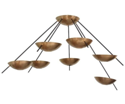 7 Light Dome Semi-flushed Mid Century Modern Raw Brass Sputnik chandelier light - £587.45 GBP