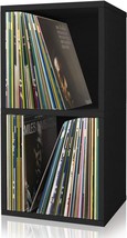Record Storage Box Vinyl Album Stand LP 12&#39;&#39; Holder Case 33 RPM Wood Black 2 New - £70.38 GBP