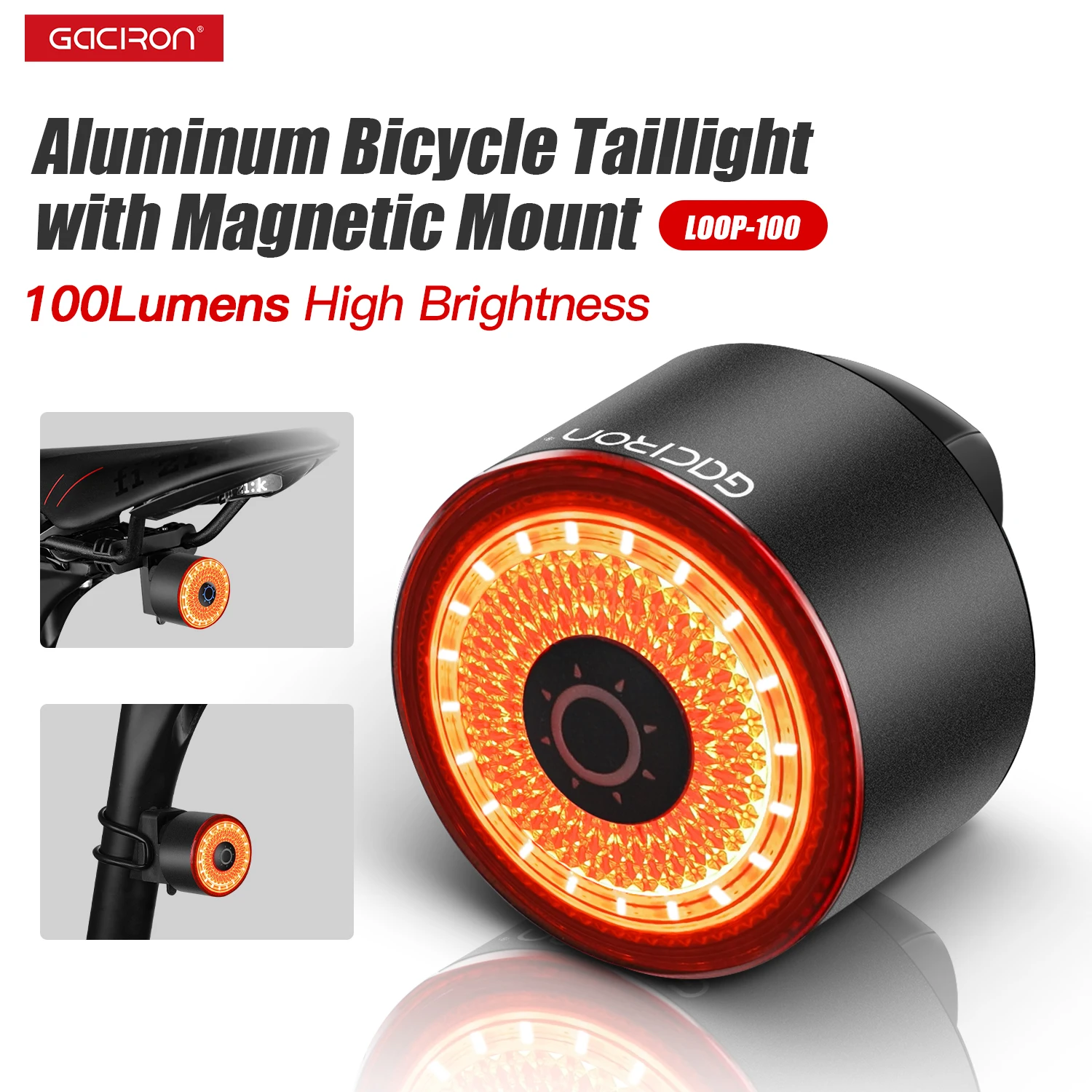 Gaciron Smart Brake Bike Tail light LOOP-100 Bicycle Rear Light Magnetic - £29.84 GBP+
