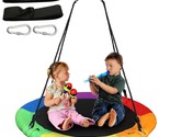 40&quot; Rainbow Saucer Tree Swing For Kids, Waterproof Swing Seat With 2 Tre... - £65.45 GBP