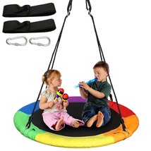 40&quot; Rainbow Saucer Tree Swing For Kids, Waterproof Swing Seat With 2 Tre... - £64.49 GBP