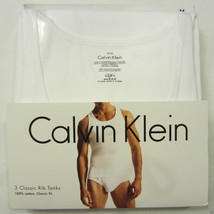 3 CALVIN KLEIN SIZES: S M L XL XXL MENS COTTON WHITE TANK TOP T-SHIRT UN... - $34.90