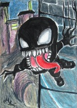 Marvel Comics Spider-Man Enemy Venom Anime Art Sketch Card Drawing ACEO ... - £19.57 GBP