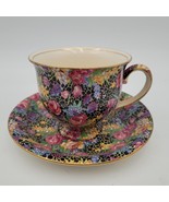 Vintage c.1930&#39;s Royal Winton Grimwades Hazel Black Chintz Coffee Teacup... - $20.33 CAD