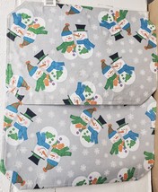 Set Of 2 Same Fabric Placemats 12&quot;x18&quot;,CHRISTMAS,SNOWMEN &amp; Snowflakes On Grey,Bh - £10.16 GBP