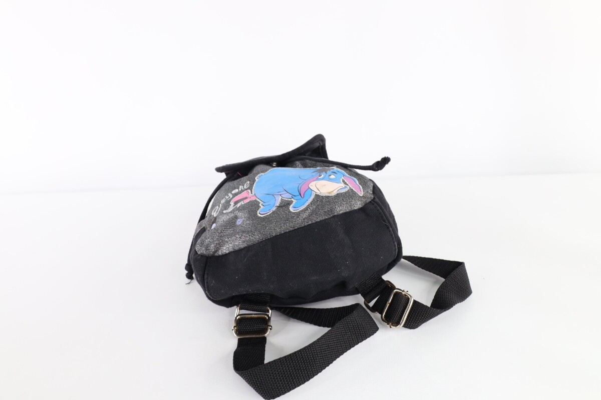 Vintage Disney Winnie the Pooh Eeyore Spell Out Mini Backpack Book Bag Black Item image 7
