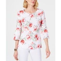 JM Collection Womens Petite Small PS Carolina Blooms Split Sleeve Top NWT E52 - £21.42 GBP