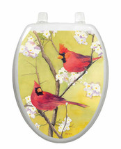 Toilet Tattoos Toilet Lid Cover Bird Decor Cardinals Flowers Lid  Vinyl ... - $23.76