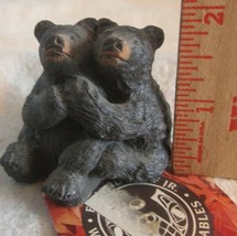 Edmond Wolf Jr. black  Bear Cubs Figurine Wildlife Collectables Made in ... - £11.53 GBP
