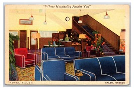 Hotel Salem Lobby Salem Oregon OR UNP Advertising Linen Postcard R17 - £3.52 GBP