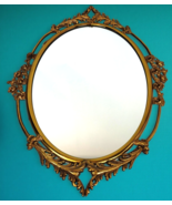 Tony Duquette Style 25&quot; Oval Filigree Flower Frame Mirror Solid Brass Vi... - €341,13 EUR