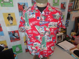 Vintage Reyn Spooner Boston Red Sox Button Up Rayon Hawaiian Shirt Mens L - £35.60 GBP