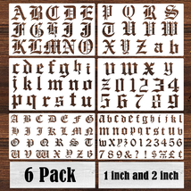 6 Pcs Old English Stencil 2 Inch Letters Number Template Reusable Gothic Calligr - £15.57 GBP
