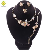 Nigerian Wedding Women Accessories Jewelry Set Brand Dubai Gold Flower Jewelry S - £19.32 GBP