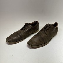 Steve Madden Mens 9.5 Quantim Leather Lace Up Dress Oxfords Brown Leather - £23.97 GBP