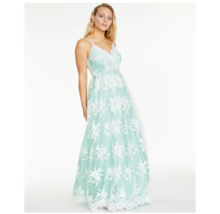 Say Yes To The Prom Junior 5/6 White Mint Blue Lace Long Ball Gown RETAG... - £65.16 GBP