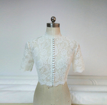 Ivory White Retro Style Lace Shirt Wedding Bridal Custom Plus Size Crop Lace Top image 1