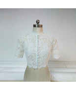Ivory White Retro Style Lace Shirt Wedding Bridal Custom Plus Size Crop ... - $82.04 CAD
