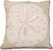 Throw Pillow Needlepoint 18x18 Sand Cotton Velvet Back Wool Zippered - £230.48 GBP