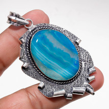 Blue Geode Agate Gemstone Handmade Fashion Ethnic Pendant Jewelry 2.70&quot; SA 245 - £3.97 GBP
