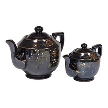 1940s Redware Pottery Vintage Teapot Set Hand-Painted Japanese Moriage Brown - £29.26 GBP