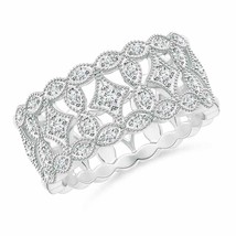 ANGARA Art Deco Inspired Filigree Diamond Wedding Band in 14K Solid Gold - £1,736.21 GBP