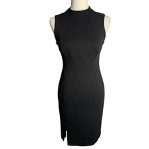 Classiques Entier Sleeveless Sheath Dress S Black Mock Neck Knee Length Zipper - £44.16 GBP