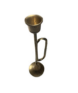 Bugle Candlestick 9&quot; Solid Brass Candle Holder Horn Trumpet Vintage Decor - $17.19 CAD