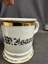 ANTIQUE Personalized SHAVING MUG - Charles W. Isaacs Jr. - £43.36 GBP