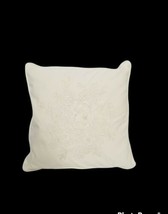 RALPH LAUREN Catalina Island floral Embroidery cream Throw Pillow 16"x16"  - $94.05