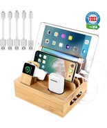 Multi device charging station &amp; wood organizer, docking station for cell... - £23.42 GBP