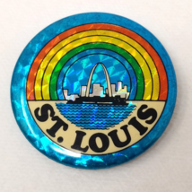 St. Louis Rainbow Button 1980s Gateway Arch Shimmer Souvenir - £12.20 GBP