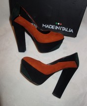 Made in Italia Platform Pumps multi color orange Suede Size 35 us 4.5 new - $120.27