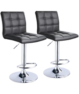 Leopard Modern Square PU Leather Adjustable Bar Stools with Back, Square... - $148.68