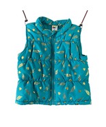 Healthtex Girls Toddler Size 3T Puffy Puffer Vest Quilted Teal Gold Leaf... - £13.26 GBP