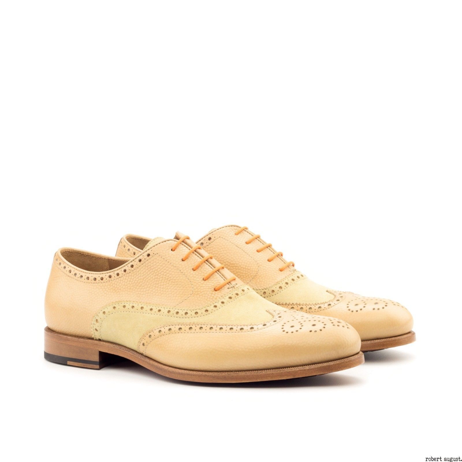 New Men's Handmade Fawn Correspondent Wingtips for Men Custom Made Brogues