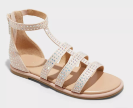 Cat &amp; Jack Filles&#39; Rose Chair Rainee Gladiateur Strass Sandales Plat Arr... - $14.98