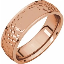 18k Rose Gold 6 MM Hammered Comfort Fit Wedding Band - £1,648.46 GBP+