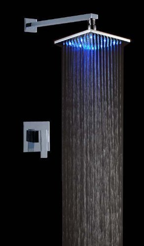 Cascada Bathroom Shower Set with 10 Rainfall Square LED Shower Head with Wall Mo - $257.35