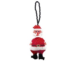 Mini Santa Claus Czech Glass Seed Bead Hanging Figurine Christmas Ornament - Xma - £10.94 GBP