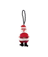 Mini Santa Claus Czech Glass Seed Bead Hanging Figurine Christmas Orname... - £11.05 GBP