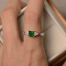 2.50Ct Princess Cut Emerald Wedding Engagement Ring 14k Two Tone Gold Finish     - £85.27 GBP