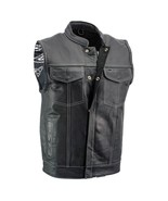 Men&#39;s Motorcycle Vest Black Premium White Stitch Paisley Vest LKM3781 - $2,211.23 MXN+