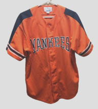 New York Yankees MLB Team Logo Starter Block Letter Vintage 90s Orange Jersey M - £35.54 GBP