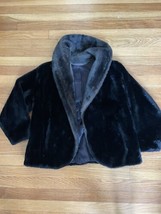 Borgana Faux Fur Black Vintage Stole Short Coat Jacket w/pockets Size Small - £43.21 GBP