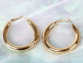 Gold Silver Color Thick Circle Hoop Earrings for Women Simple Minimalist... - $9.00
