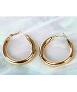 Gold Silver Color Thick Circle Hoop Earrings for Women Simple Minimalist... - £7.09 GBP
